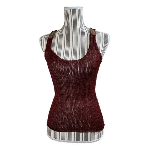 Armani Exchange Tops - Armani Exchange Knitted Sheer Boho Rust Casual Knitted Tank Top Size S